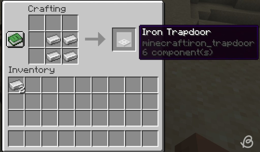 Crafting recipe for an iron trapdoor