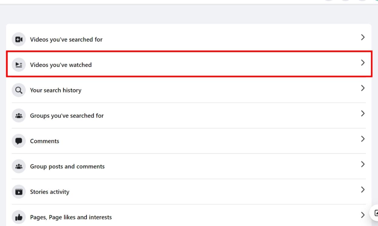 Video’s You have Watched Facebook