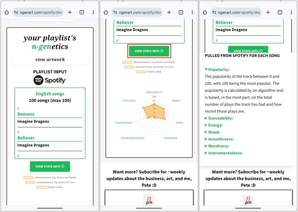 View Spotify DNA Stats
