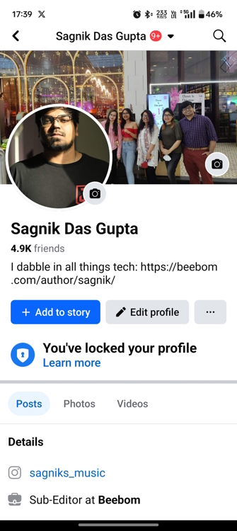 View of a Facebook Profile