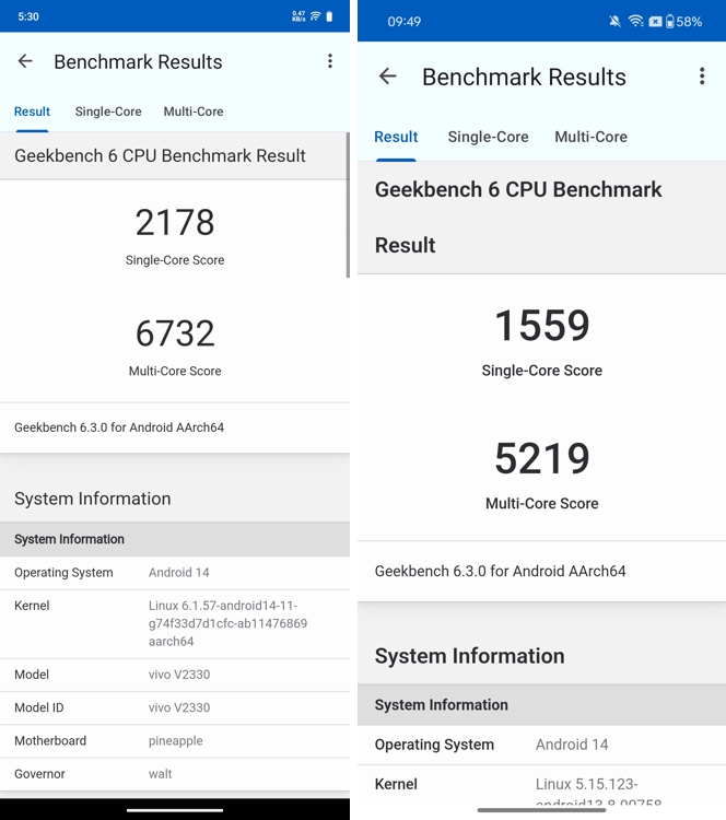 Vivo X Fold 3 Pro vs OnePlus Open Geekbench