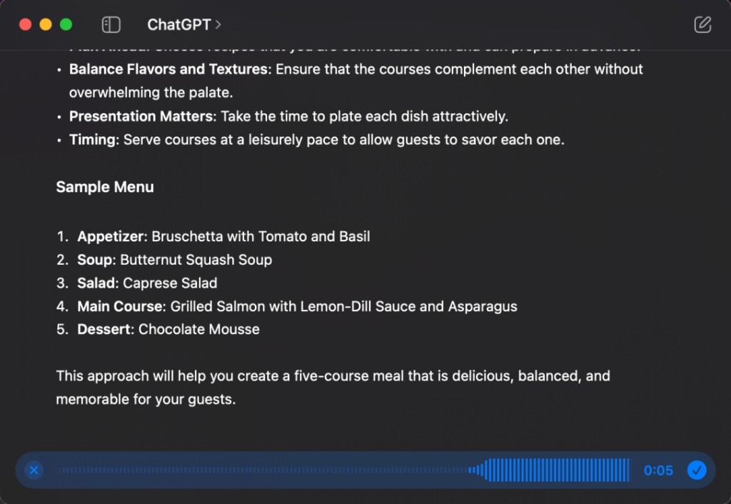 Input Voice Commands in ChatGPT Mac app