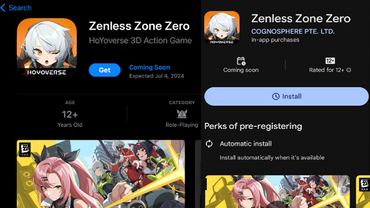 Zenless Zone Zero pre-order on App Store and Google Play