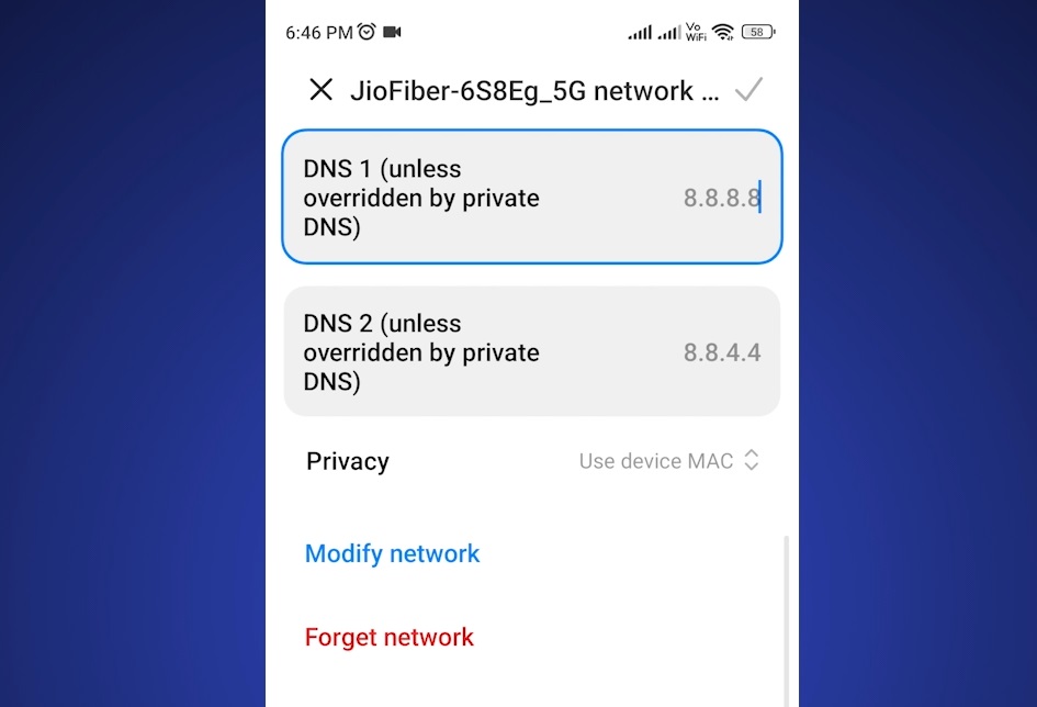 Change DNS on Android