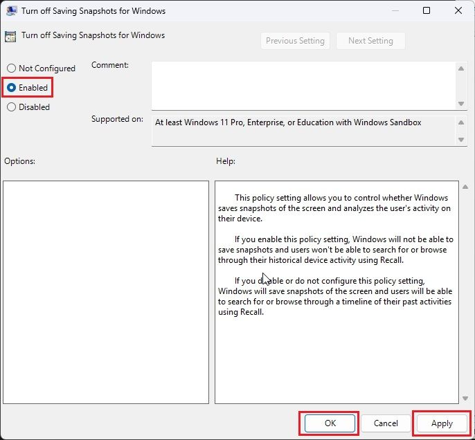 configure recall in group policy editor