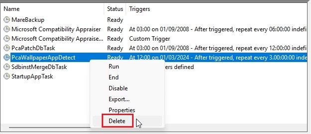 delete scheduled task in windows 11