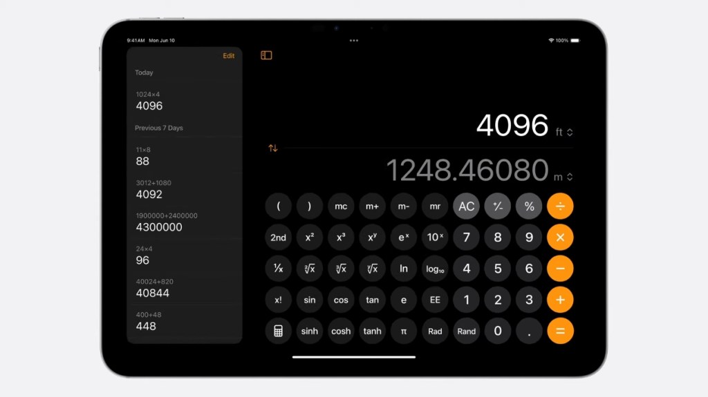 iPad Calculator App View