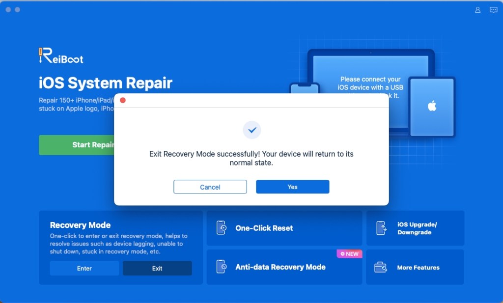 Exit Recovery Mode using Tenorshare Reiboot