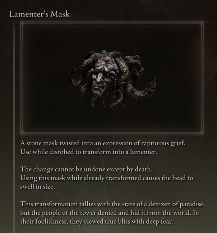 Elden Ring Shadow Of The Erdtree Brings Back This Beloved Dark Souls 3   Lamenters Mask Item Description Elden Ring Dkc 