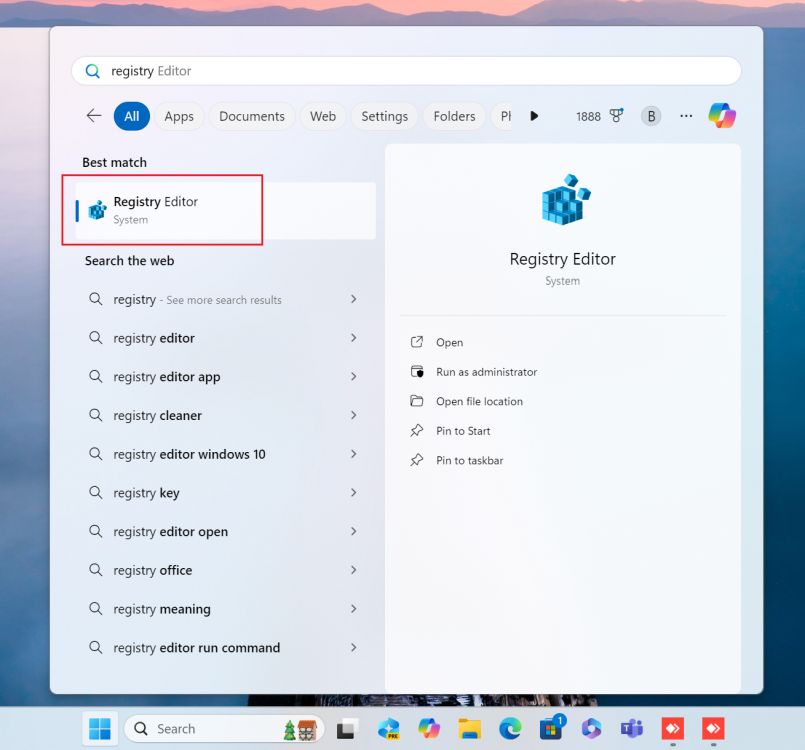 open registry in windows 11