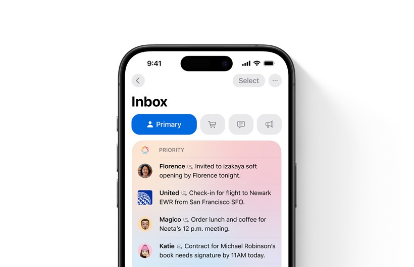 priority emails in the mail app using AI on iPhone