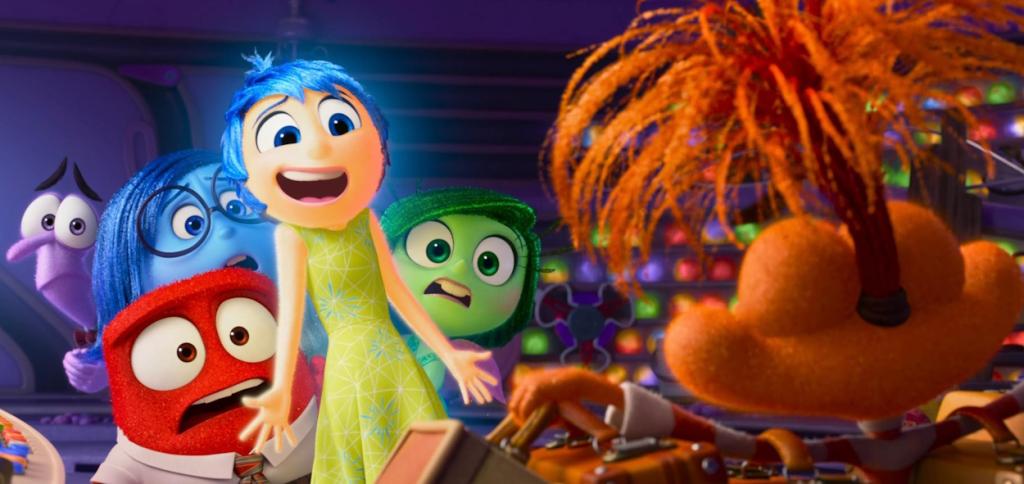 All 5 primary emotions meeting anxiety in Inside Out 2