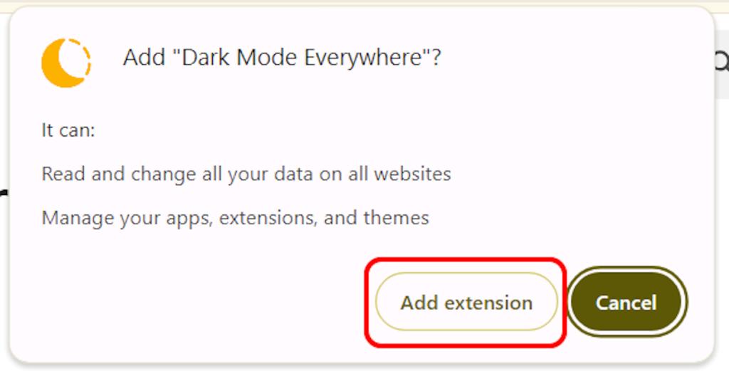 Add Dark Mode Everywhere Extension to Google Chrome