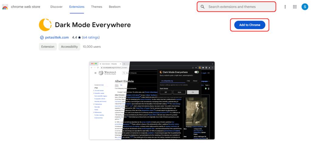 Add Dark Mode Everywhere to Chrome on Desktop App