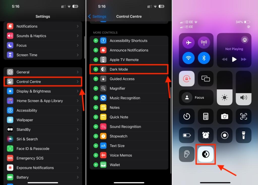 Add Dark Mode to Control Center