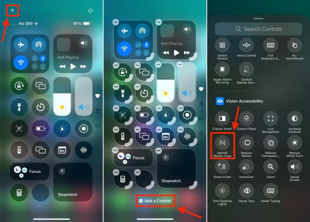 Add Vehicle Motion Cues feature to iOS 18 Control Center