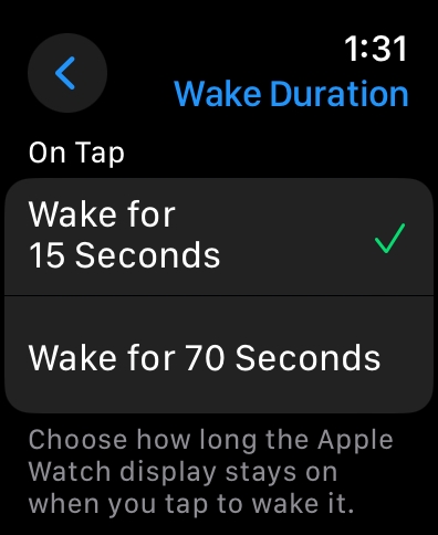 Adjust Apple Watch Wake Duration