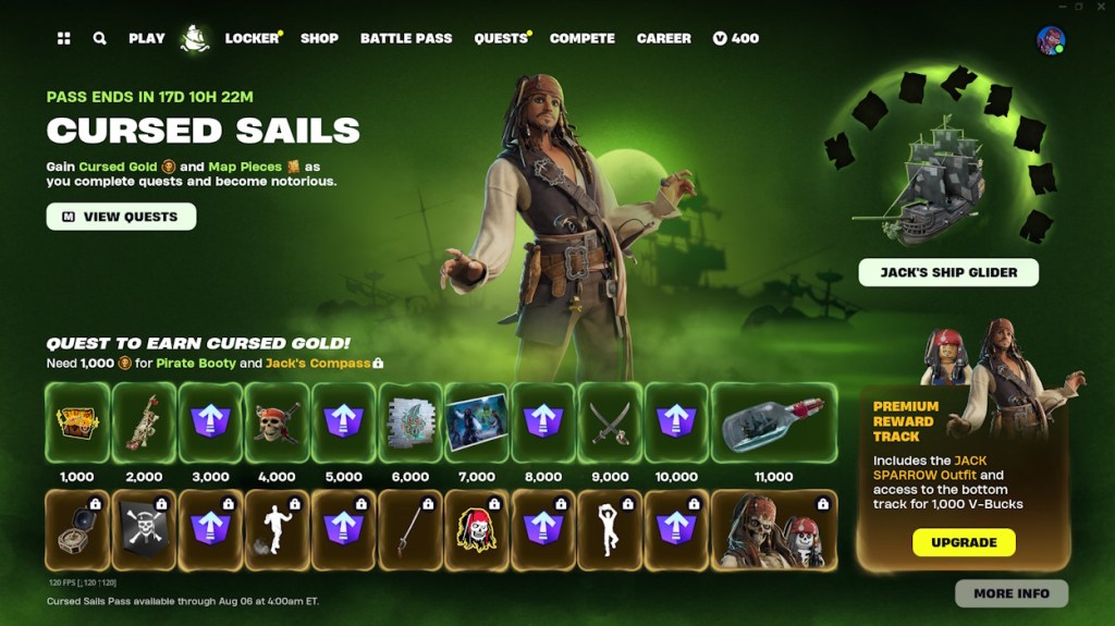 All Fortnite x Pirates of the Caribbean rewards