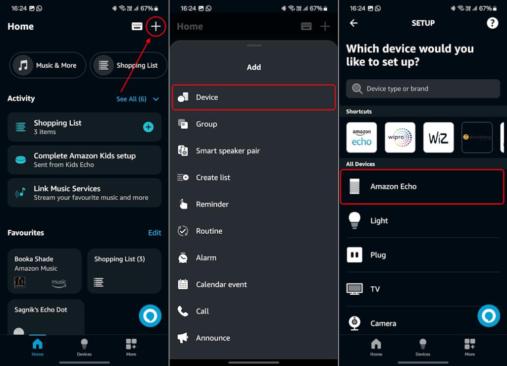 Amazon Alexa adding a device