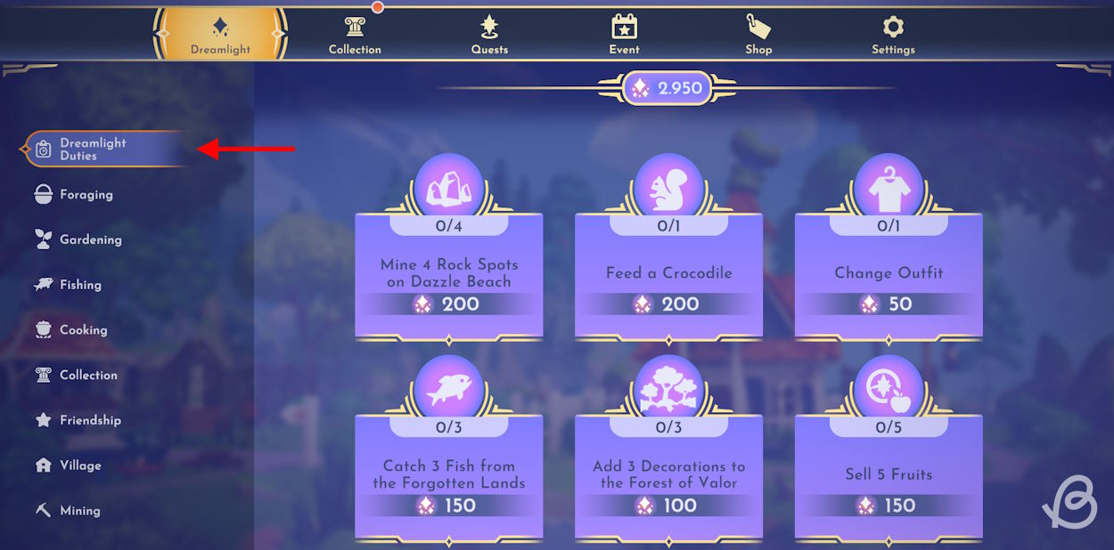 Complete Dreamlight duties and earn Dreamlight