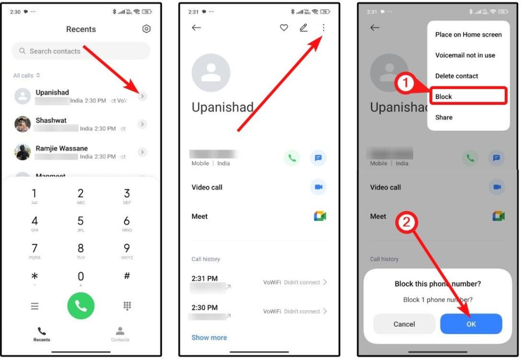 Block a number on Xiaomi, POCO, redmi