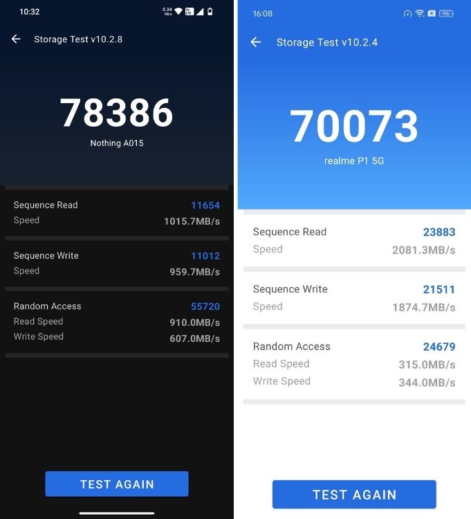 CMF Phone 1 vs Realme P1 AnTuTu Storage