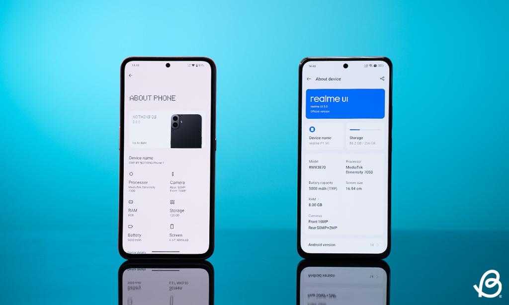 CMF Phone 1 vs Realme P1 Software Details Page