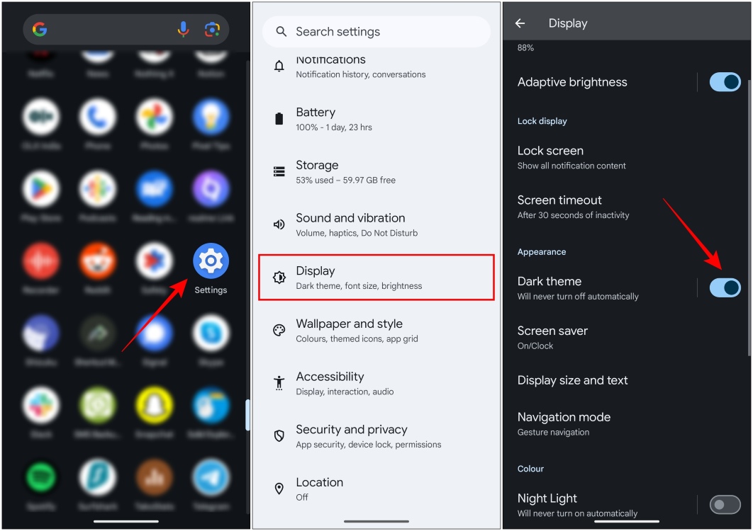 how to make my google dark mode mobile
