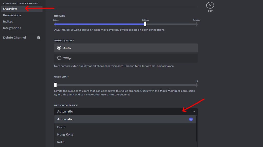 Change Voice channel Region rtc connecting discord 