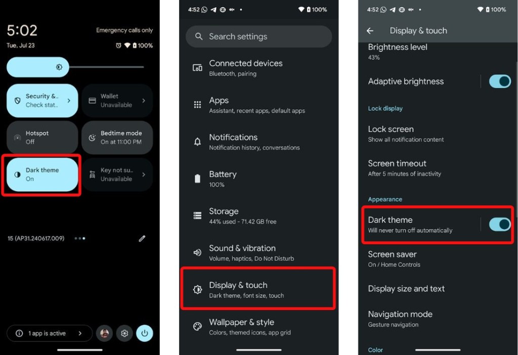 Choose theme from settings-1 - Google Calendar Dark Mode