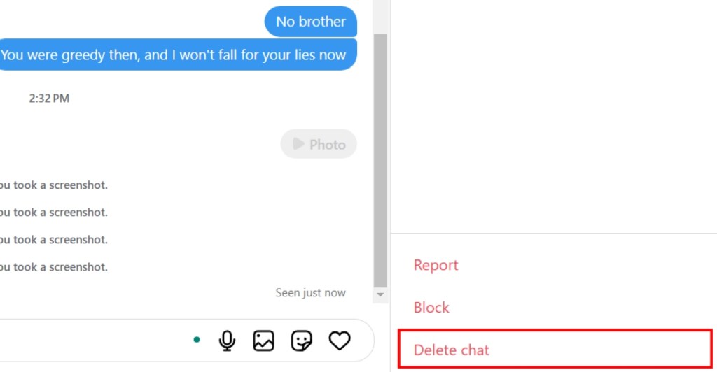 Click on Delete Chat Option in Instagram