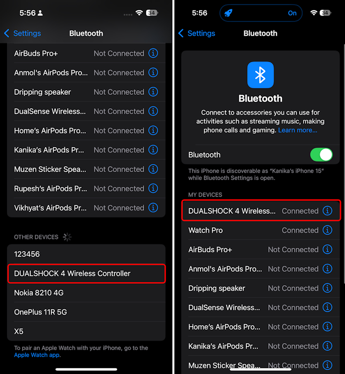 Connecting PS4 DualShock Controller to iPhone