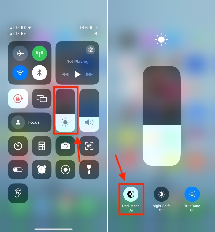 Dark Mode in Control Center