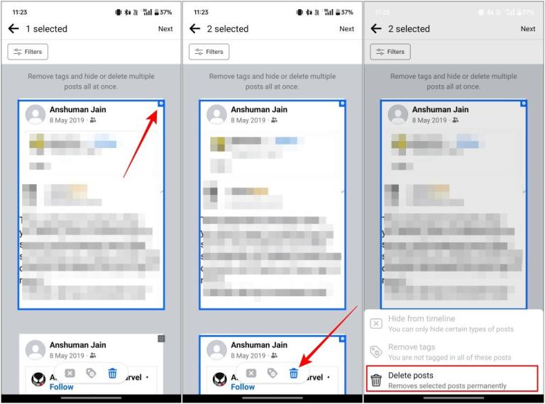 delete facebook page posts in bulk