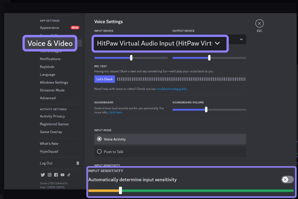 Discord Voice and Video settings