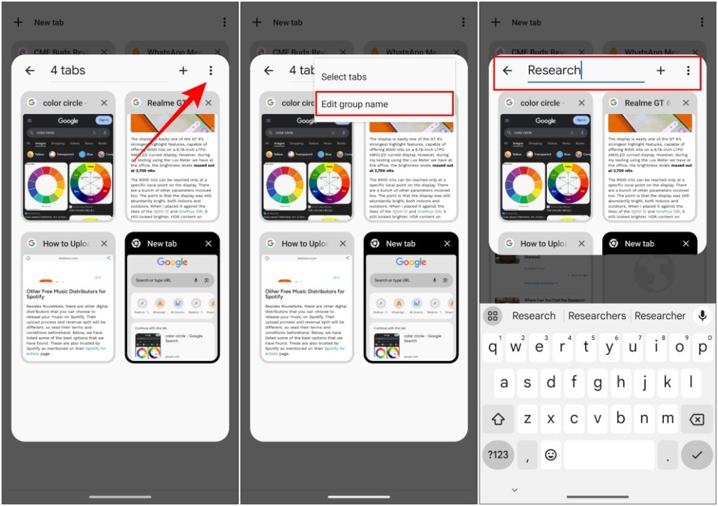 Edit Name of Tab Groups Google Chrome Mobile