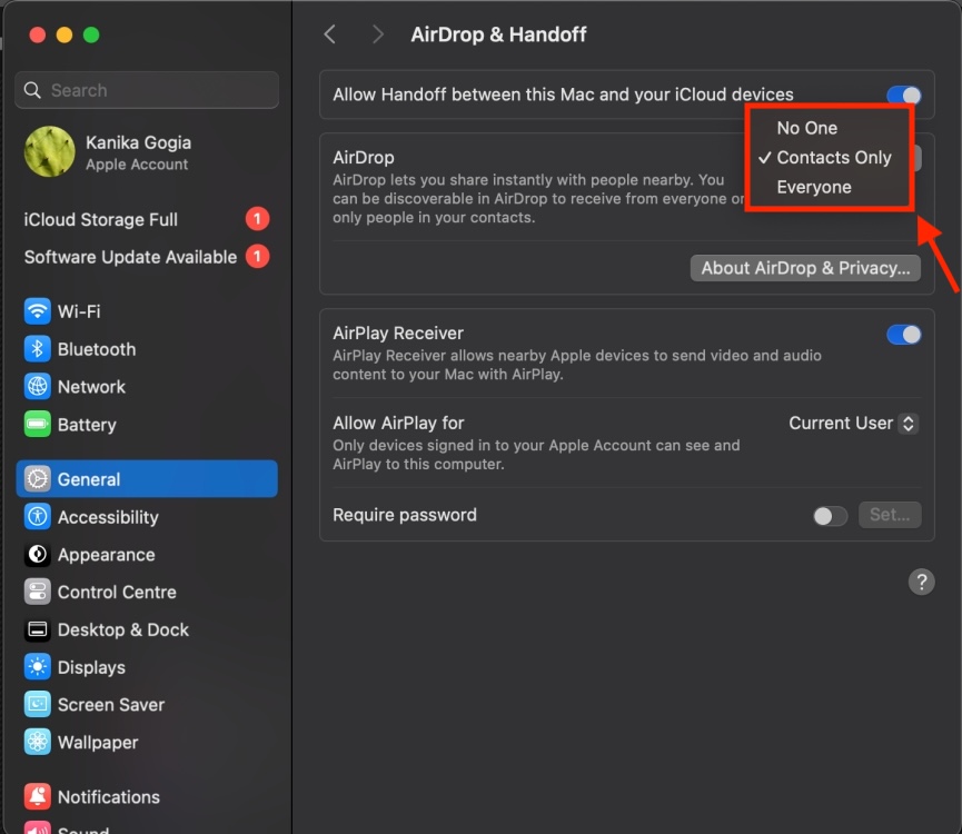 Enable or Disable AirDrop in Mac Settings
