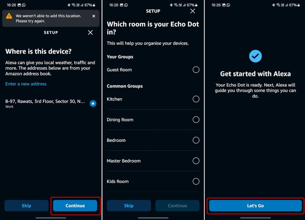 Final set up process of Alexa device