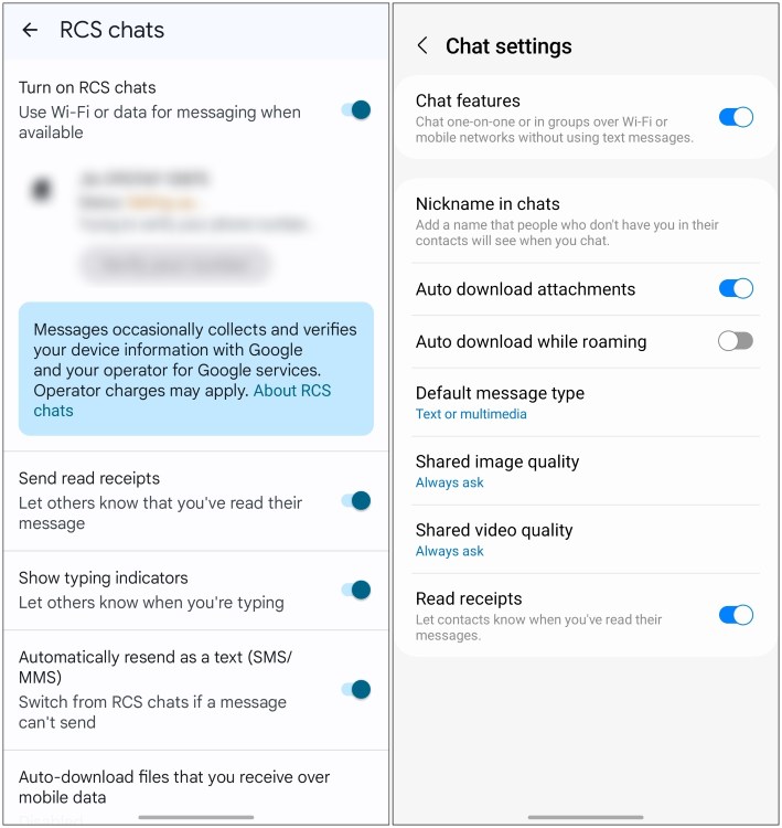 Google Messages vs Samsung Messages RCS
