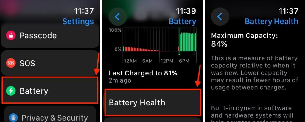 How to check Apple Watch  Battery Health