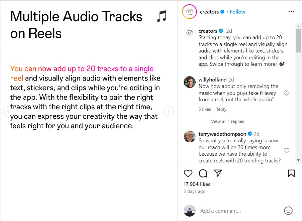 Instagram Multiple Songs in Reels