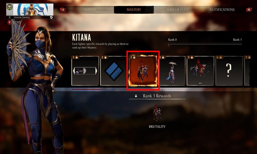 Level up your mastery to unlock more brutalities and later learn how to perfrom them in-game in Mortal Kombat 1