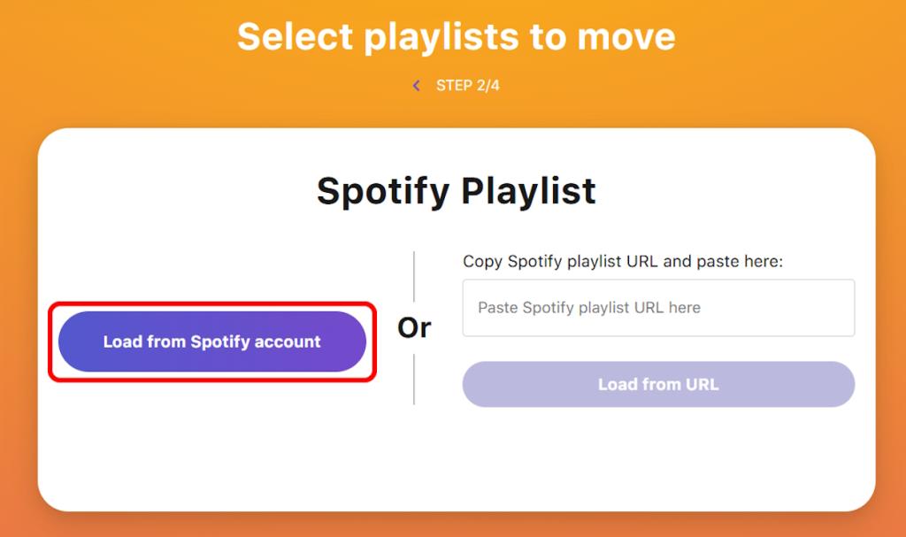 Load from Spotify account on Tune My Music