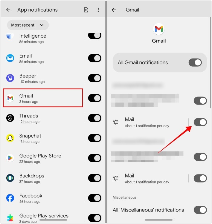 Manage Gmail Notification Categories