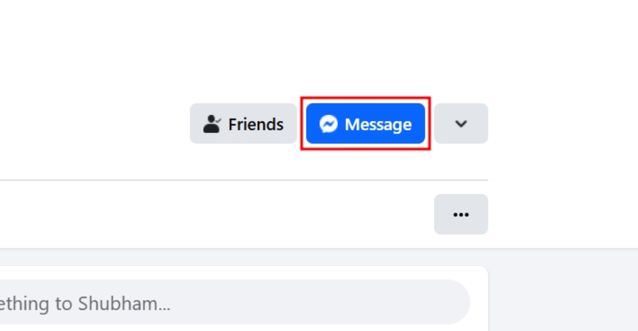 screenshot of the Message button visible inside someone's Facebook profile on the web to access Disappearing messages option