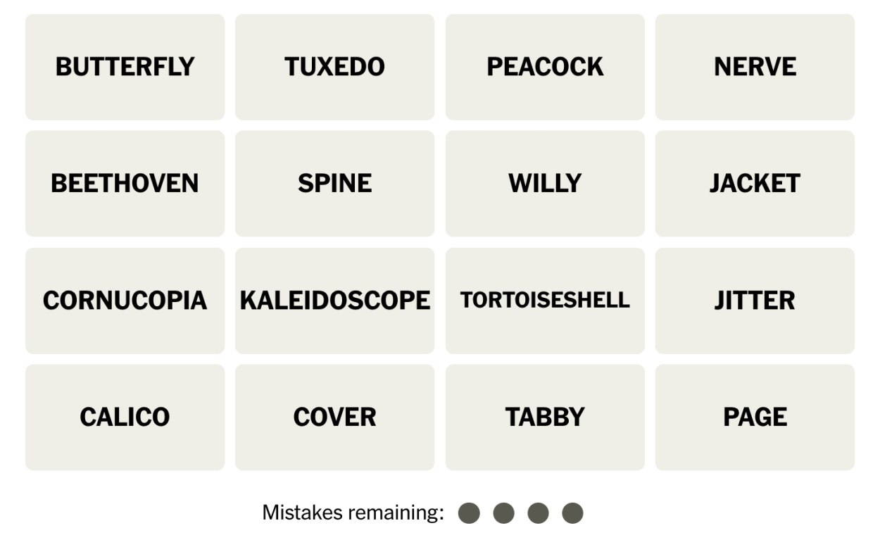 NYT Connections July 28 Grid