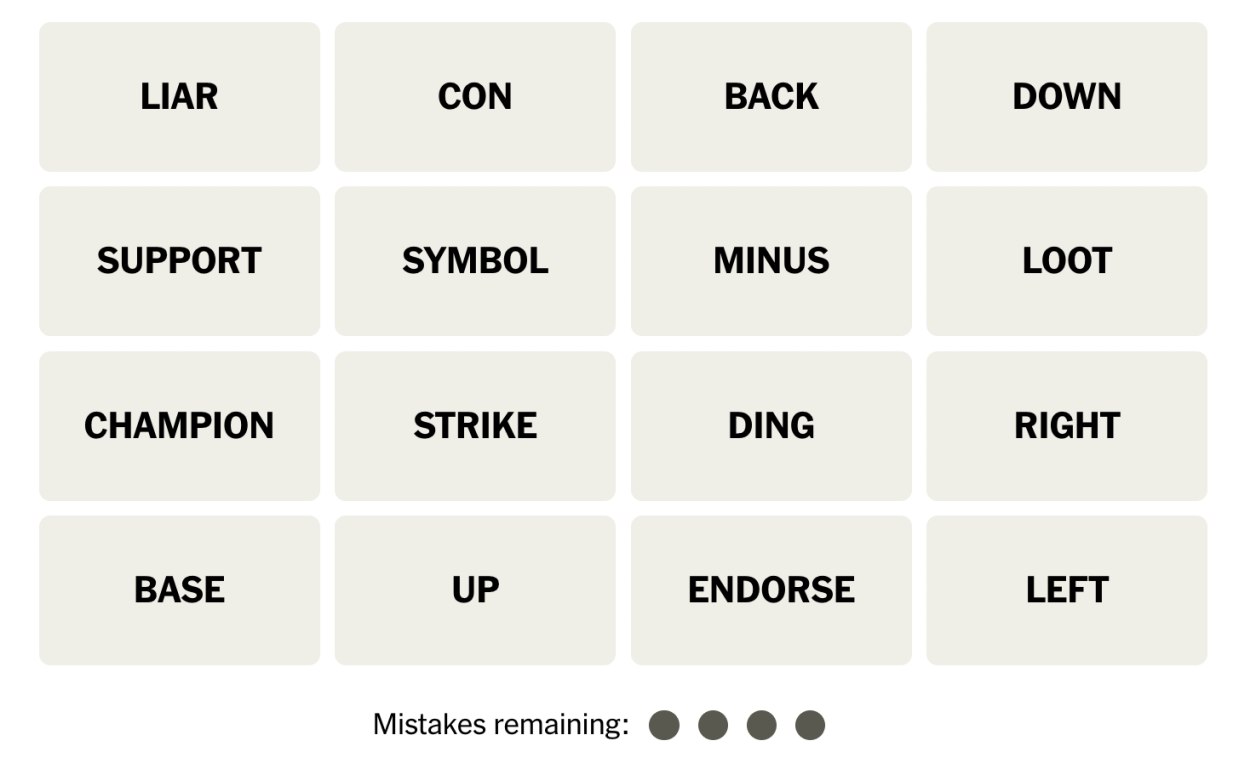 NYT Connections July 26 Grid