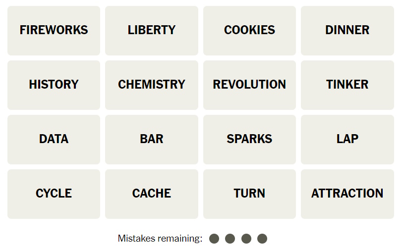 NYT Connection July 4 Grid