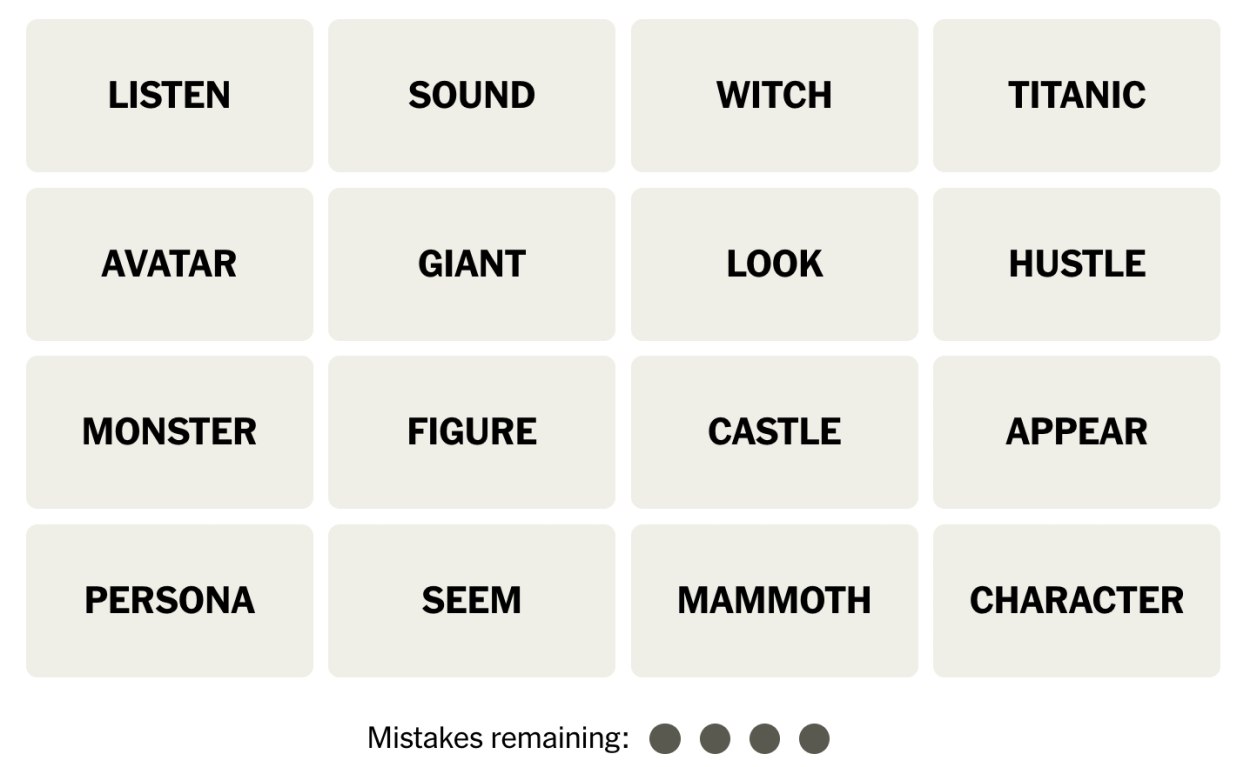 NYT Connections July 13 Grid