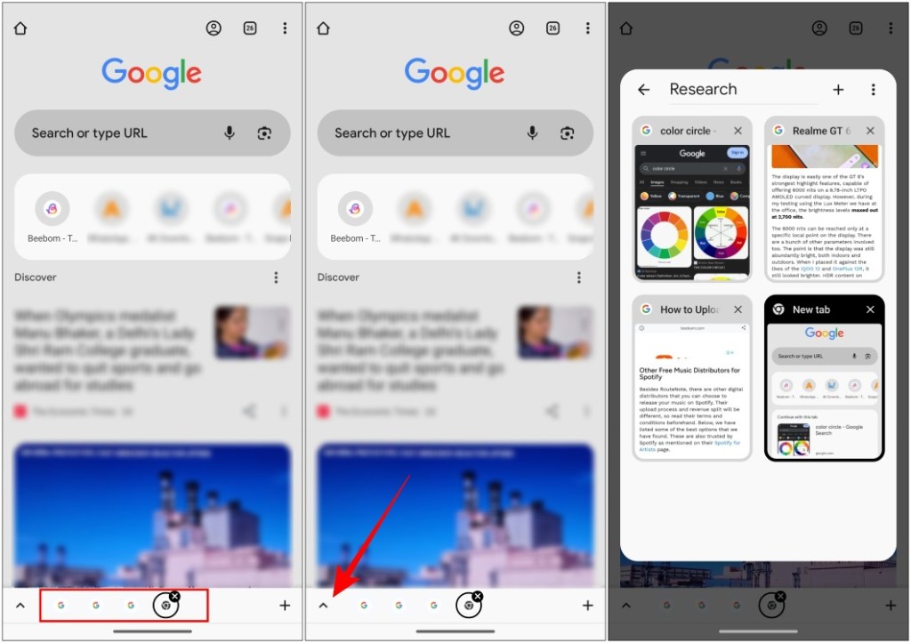 Navigate Tab Groups Google Chrome Mobile